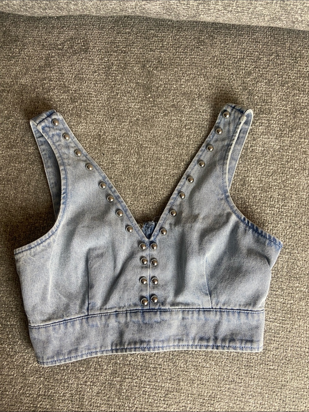 House of Harlow denim-studded crop top size 2